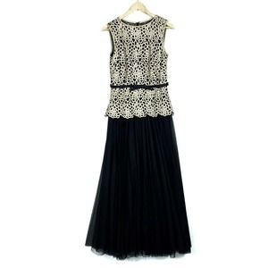 Tadashi Shoji Womens Dress 8 Black Gold Belted Guipure Lace Tulle Formal Gown